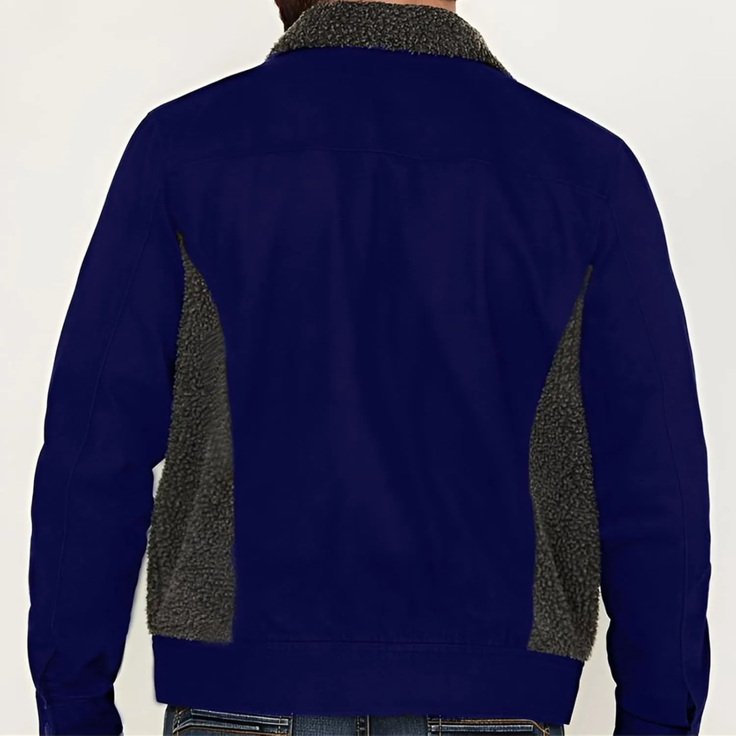 Men's Vintage Fleece Sherpa Lined Trucker Jackets Lapel Button Down Thickened Winter Coats Fashion Coat for Men