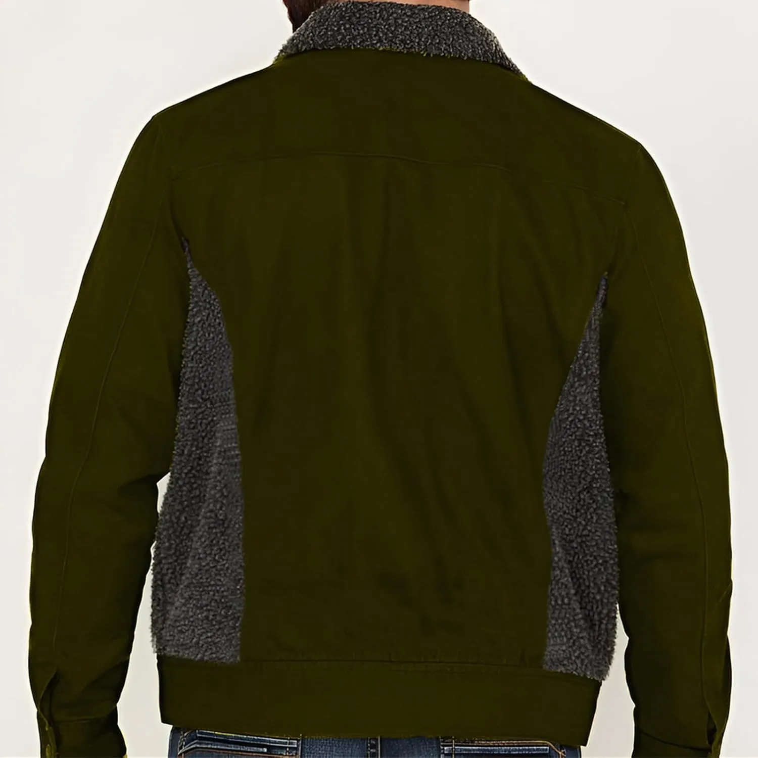 Men's Vintage Fleece Sherpa Lined Trucker Jackets Lapel Button Down Thickened Winter Coats Fashion Coat for Men