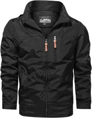 Men’s Waterproof Hoodie Jackets Lightweight Windproof Jacket Hooded Zipper Windbreaker Hiking Running Jackets for Men
