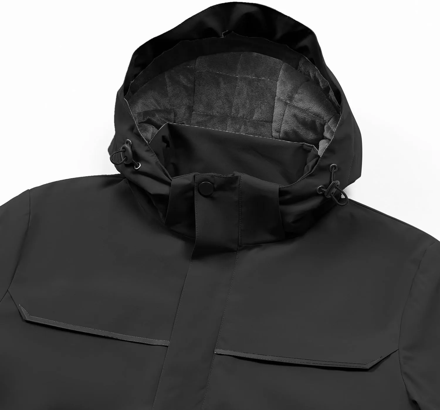 Mens Windbreakers Windproof and Waterproof Adjustable Hooded Jacket Solid Color Casual Punch Outdoor Hiking Jacket