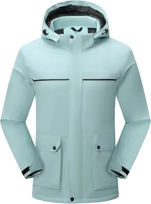Mens Windbreakers Windproof and Waterproof Adjustable Hooded Jacket Solid Color Casual Punch Outdoor Hiking Jacket