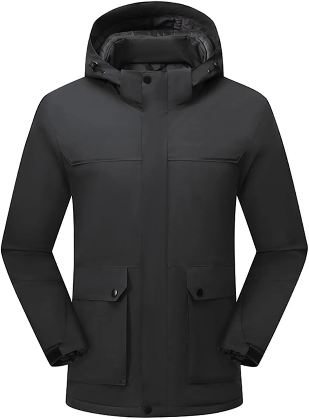 Mens Windbreakers Windproof and Waterproof Adjustable Hooded Jacket Solid Color Casual Punch Outdoor Hiking Jacket