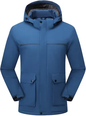 Mens Windbreakers Windproof and Waterproof Adjustable Hooded Jacket Solid Color Casual Punch Outdoor Hiking Jacket