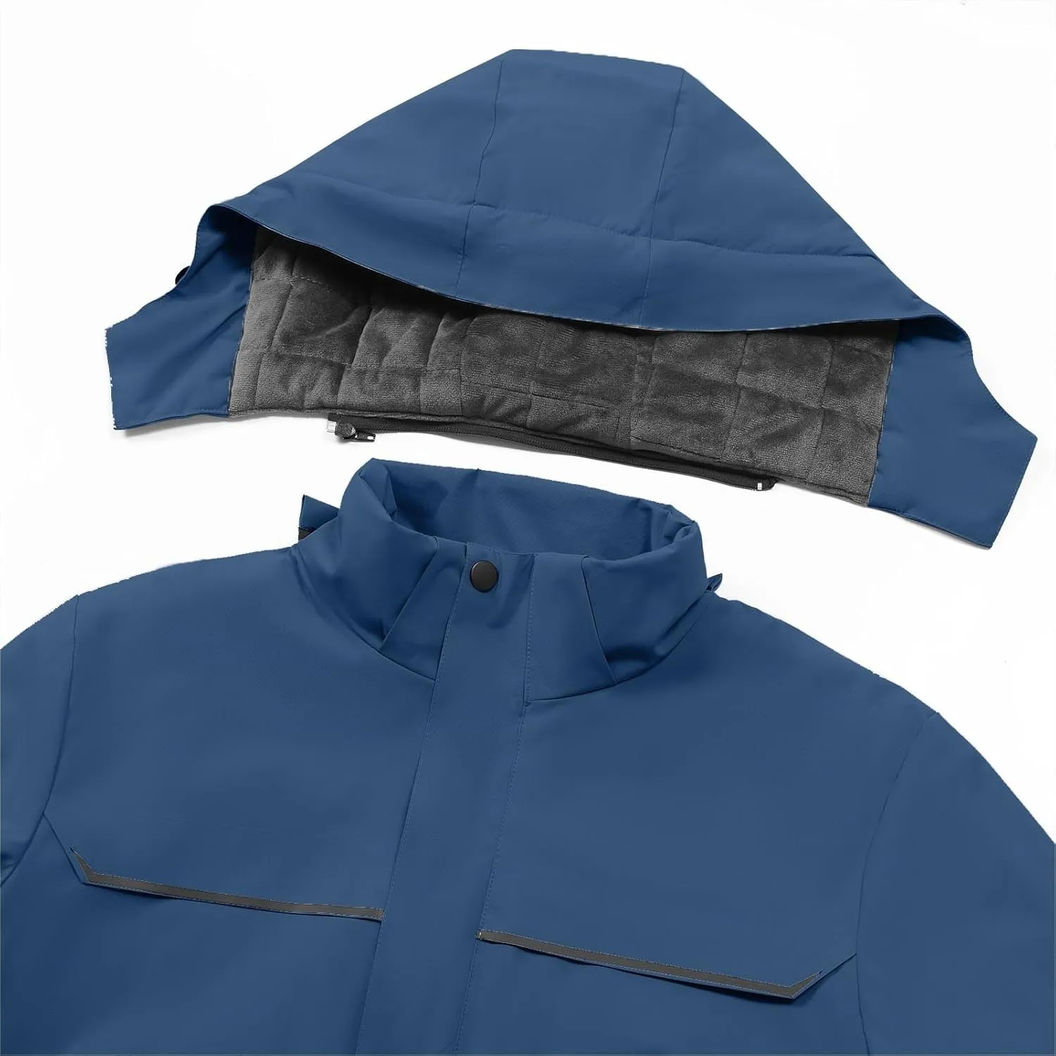 Mens Windbreakers Windproof and Waterproof Adjustable Hooded Jacket Solid Color Casual Punch Outdoor Hiking Jacket