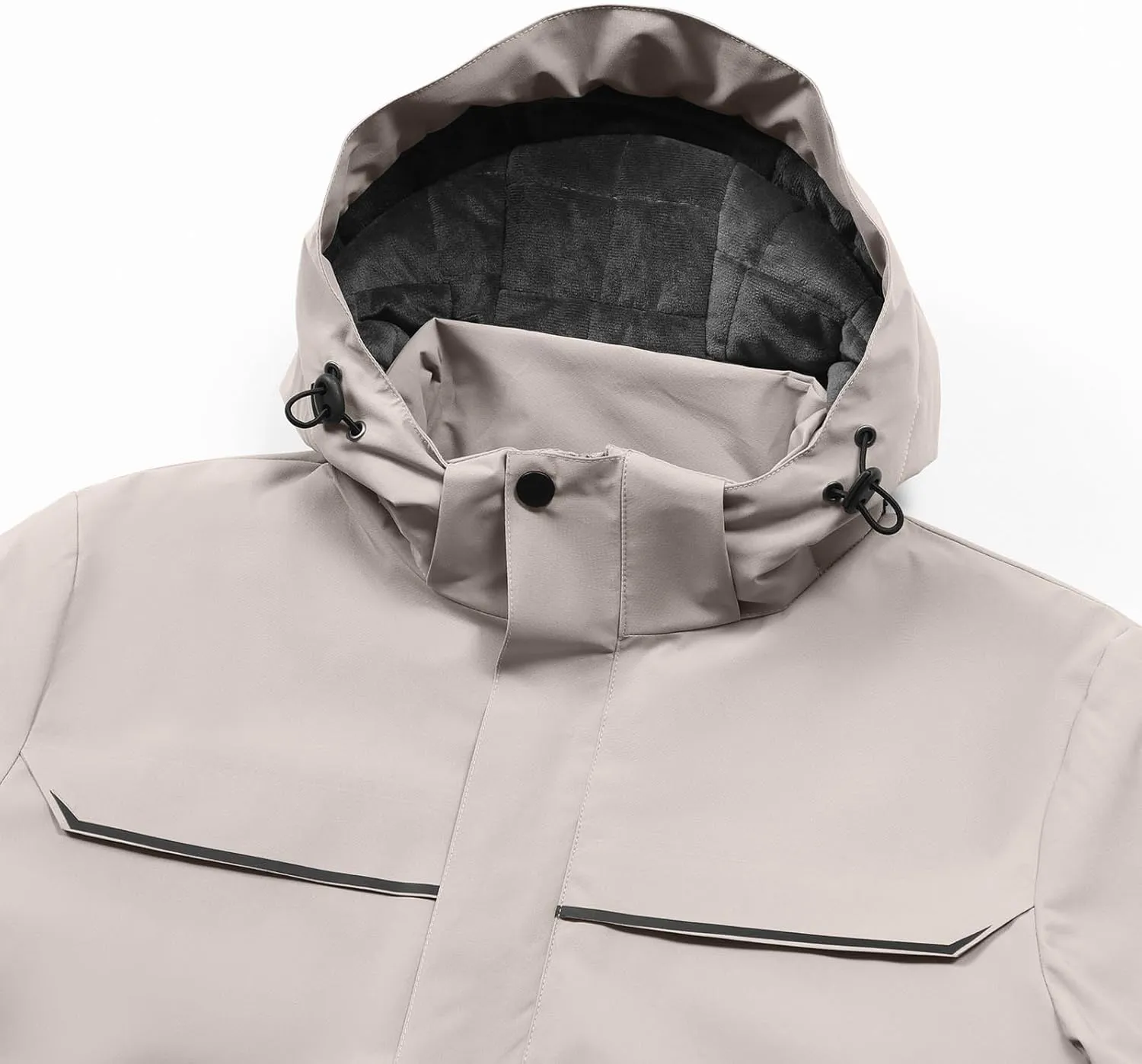 Mens Windbreakers Windproof and Waterproof Adjustable Hooded Jacket Solid Color Casual Punch Outdoor Hiking Jacket