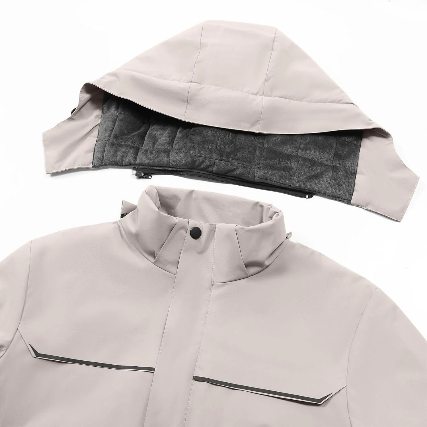 Mens Windbreakers Windproof and Waterproof Adjustable Hooded Jacket Solid Color Casual Punch Outdoor Hiking Jacket