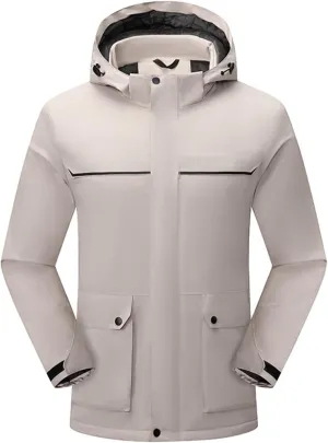 Mens Windbreakers Windproof and Waterproof Adjustable Hooded Jacket Solid Color Casual Punch Outdoor Hiking Jacket