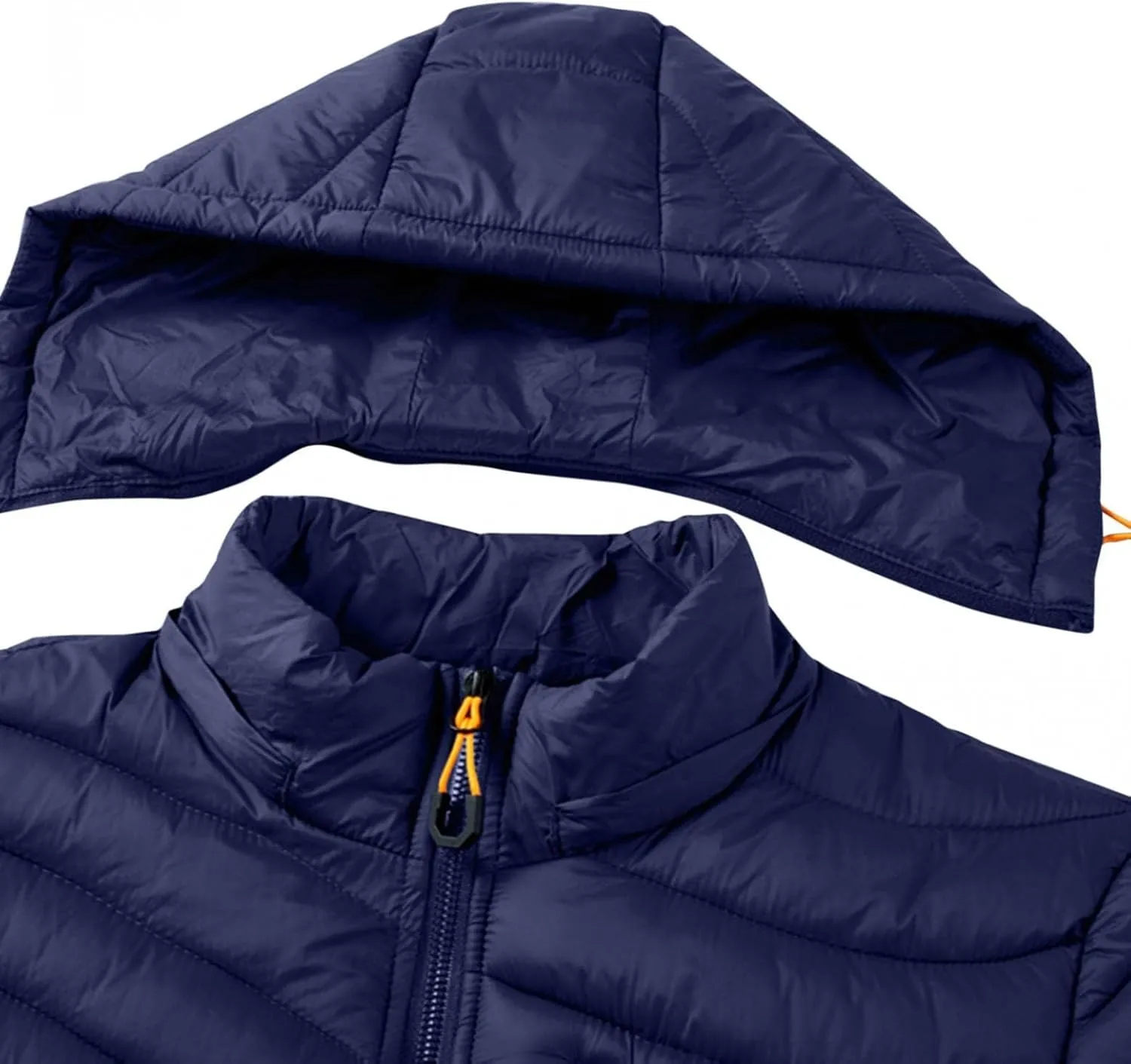 Mens Winter Coats Lightweight Puffer Jacket Hooded Quilted Puffer Coat Full Zip Up Padded Outwear with Removable Hood