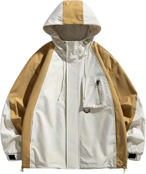 Men's Winter Coats Sherpa Lined Hooded Soft Shell Jacket Color Block Fashion Mountain Climbing Running Jackets Outwear