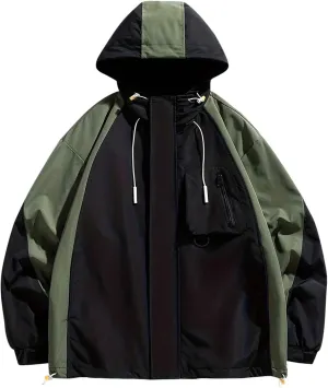 Men's Winter Coats Sherpa Lined Hooded Soft Shell Jacket Color Block Fashion Mountain Climbing Running Jackets Outwear