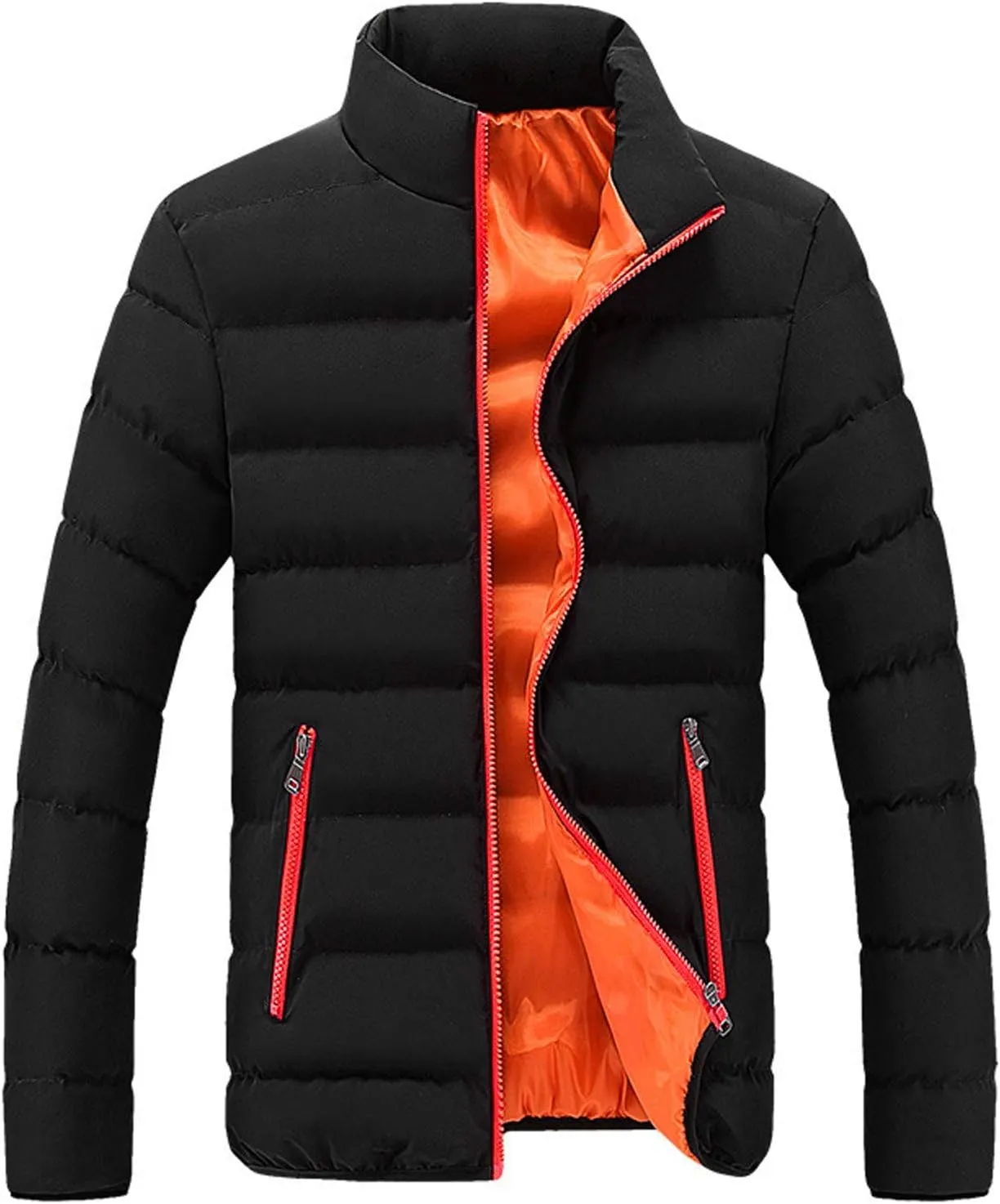 Mens Winter Puffer Jackets Lightweight Warm Down Coat Full Zip Jacket Quilted Insulated Outerwear Warm Puffy Jackets