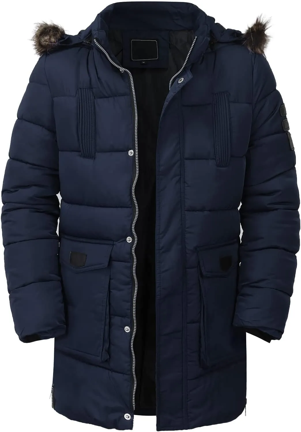Mens Winter Warm Parka Coats Lightweight Thickened Puffer Down Jackets Hooded Windbreakers with Detachable Fur Hood