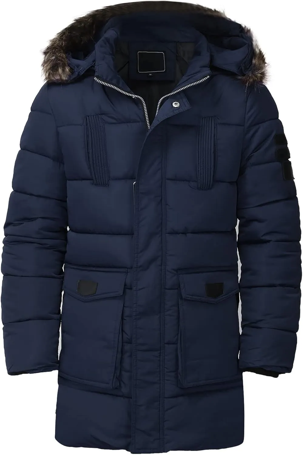 Mens Winter Warm Parka Coats Lightweight Thickened Puffer Down Jackets Hooded Windbreakers with Detachable Fur Hood