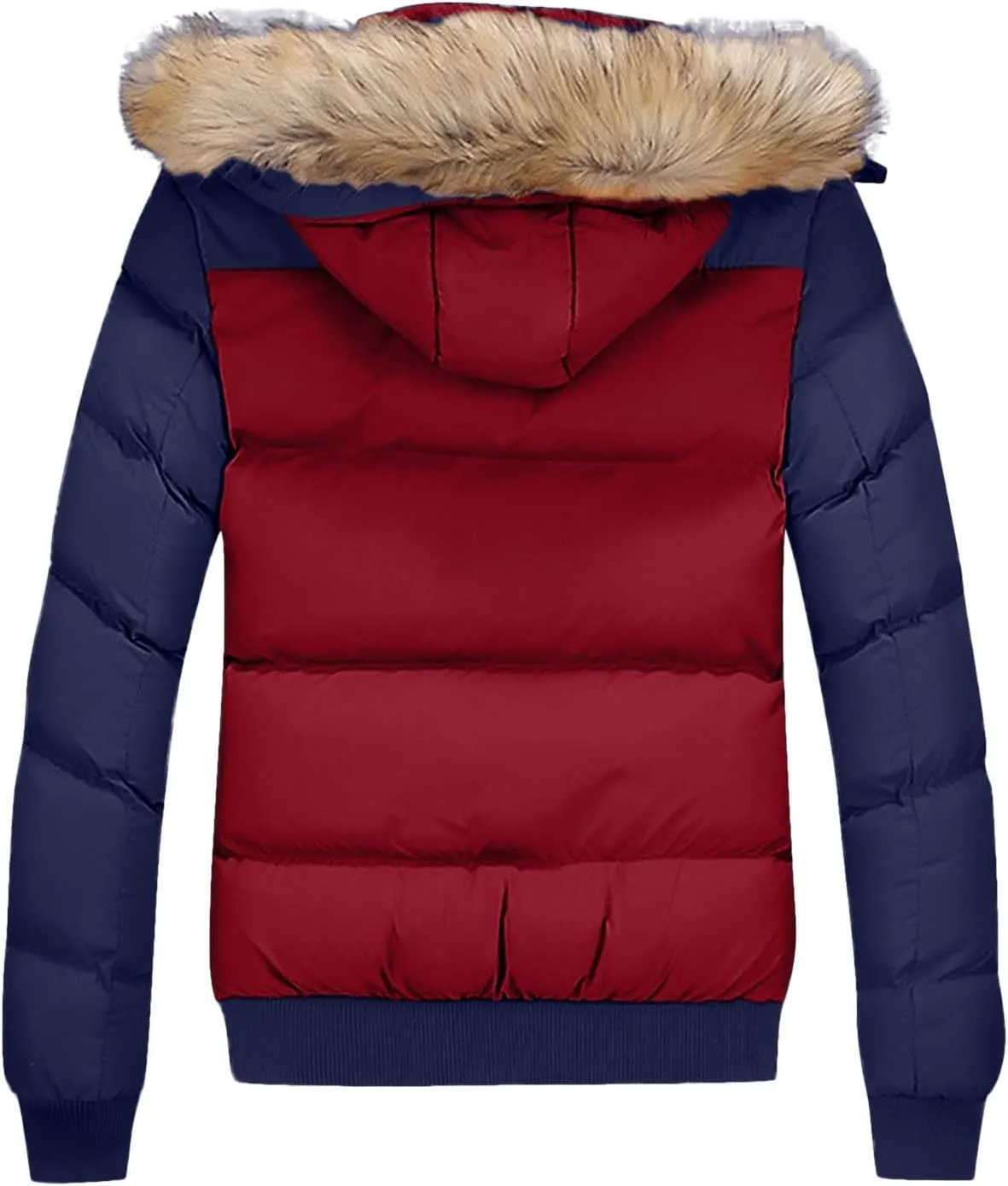 Mens Winter Warm Parka Coats Lightweight Thickened Puffer Down Jackets Hooded Windbreakers with Detachable Fur Hood