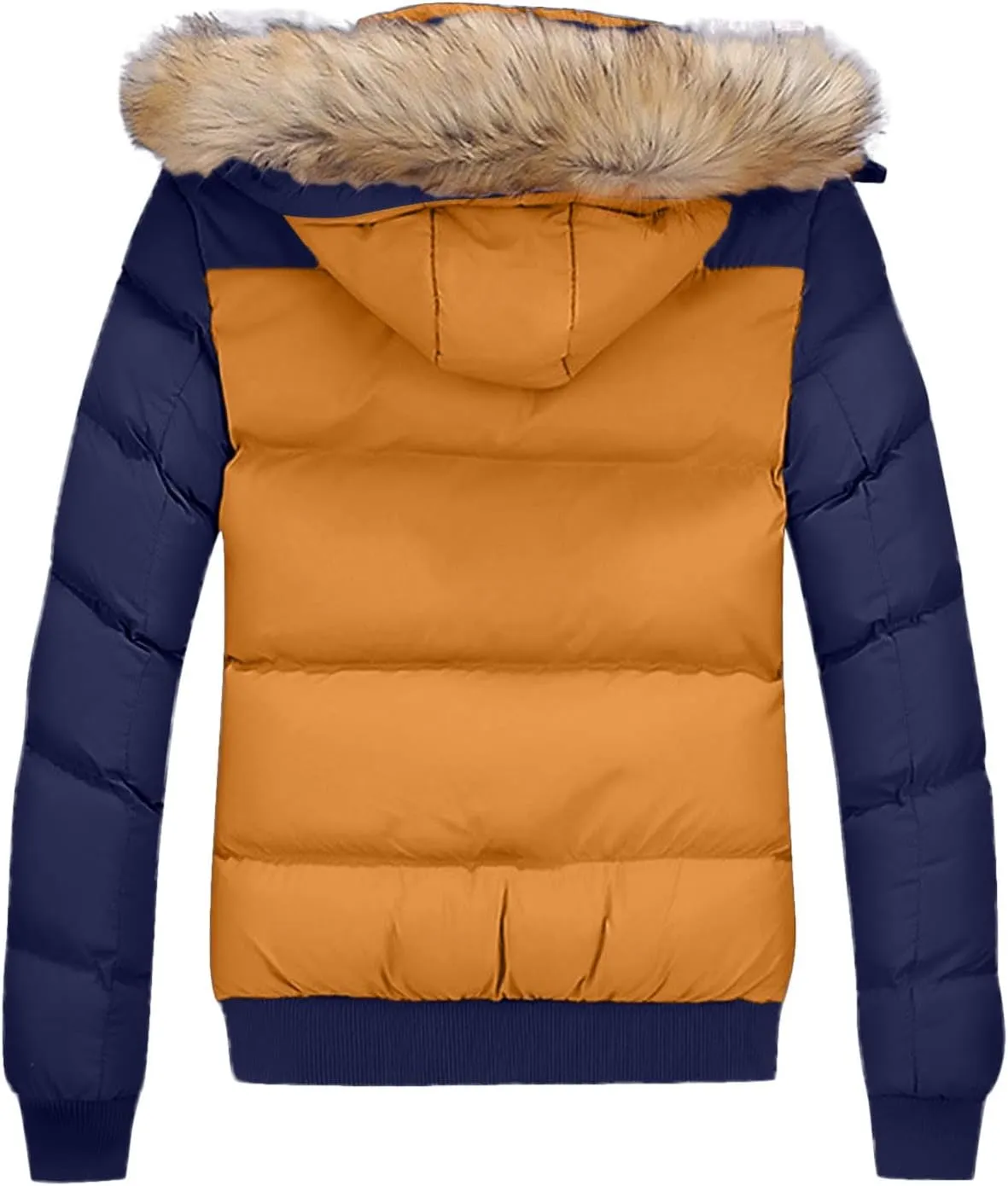 Mens Winter Warm Parka Coats Lightweight Thickened Puffer Down Jackets Hooded Windbreakers with Detachable Fur Hood