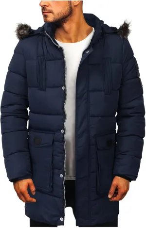 Mens Winter Warm Parka Coats Lightweight Thickened Puffer Down Jackets Hooded Windbreakers with Detachable Fur Hood