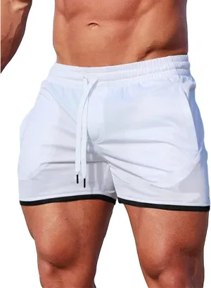 Men's Workout Running Shorts Lightweight Quick Dry Gym Shorts Summer Drawstring Stretch Pants for Daily Beach Jogging