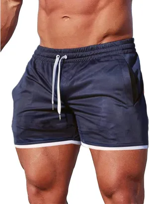Men's Workout Running Shorts Lightweight Quick Dry Gym Shorts Summer Drawstring Stretch Pants for Daily Beach Jogging