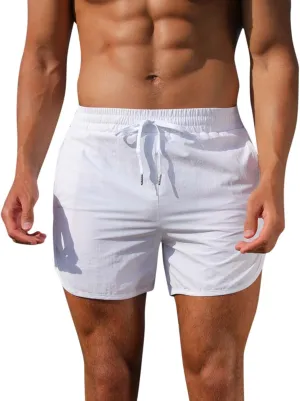 Men's Workout Running Shorts Quick Dry Lightweight Gym Athletic Shorts with Pockets Summer Beach Swimming Shorts