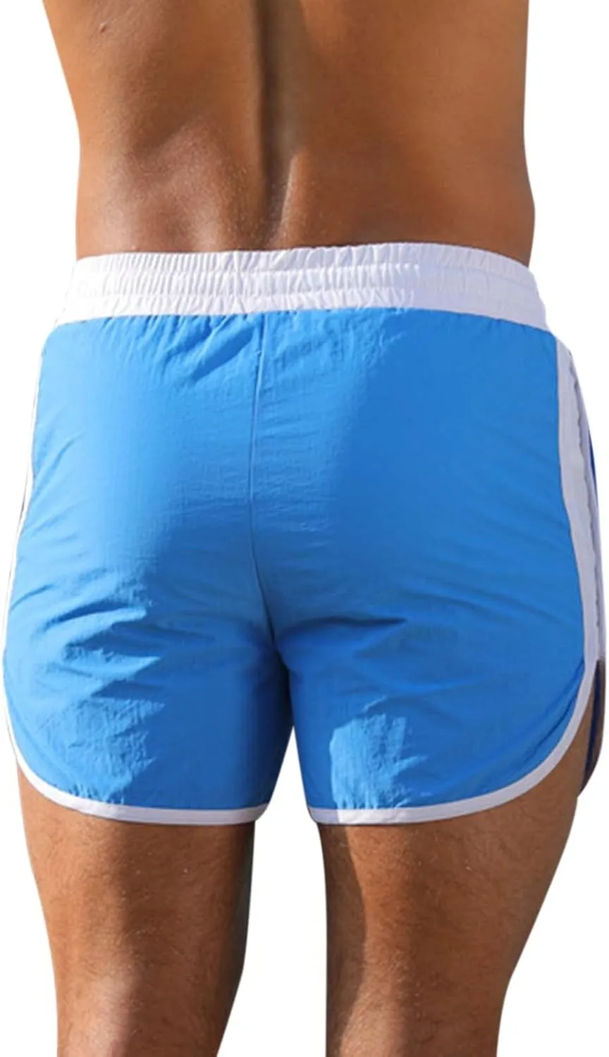 Men's Workout Running Shorts Quick Dry Lightweight Gym Athletic Shorts with Pockets Summer Beach Swimming Shorts