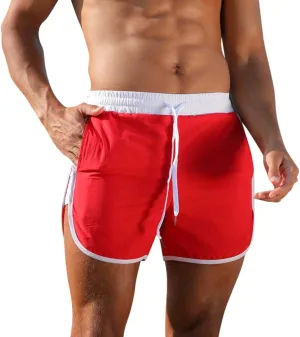 Men's Workout Running Shorts Quick Dry Lightweight Gym Athletic Shorts with Pockets Summer Beach Swimming Shorts