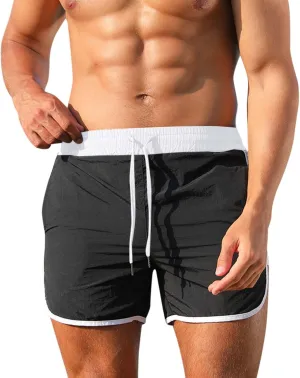 Men's Workout Running Shorts Quick Dry Lightweight Gym Athletic Shorts with Pockets Summer Beach Swimming Shorts
