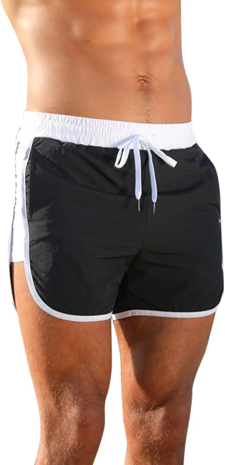 Men's Workout Running Shorts Quick Dry Lightweight Gym Athletic Shorts with Pockets Summer Beach Swimming Shorts