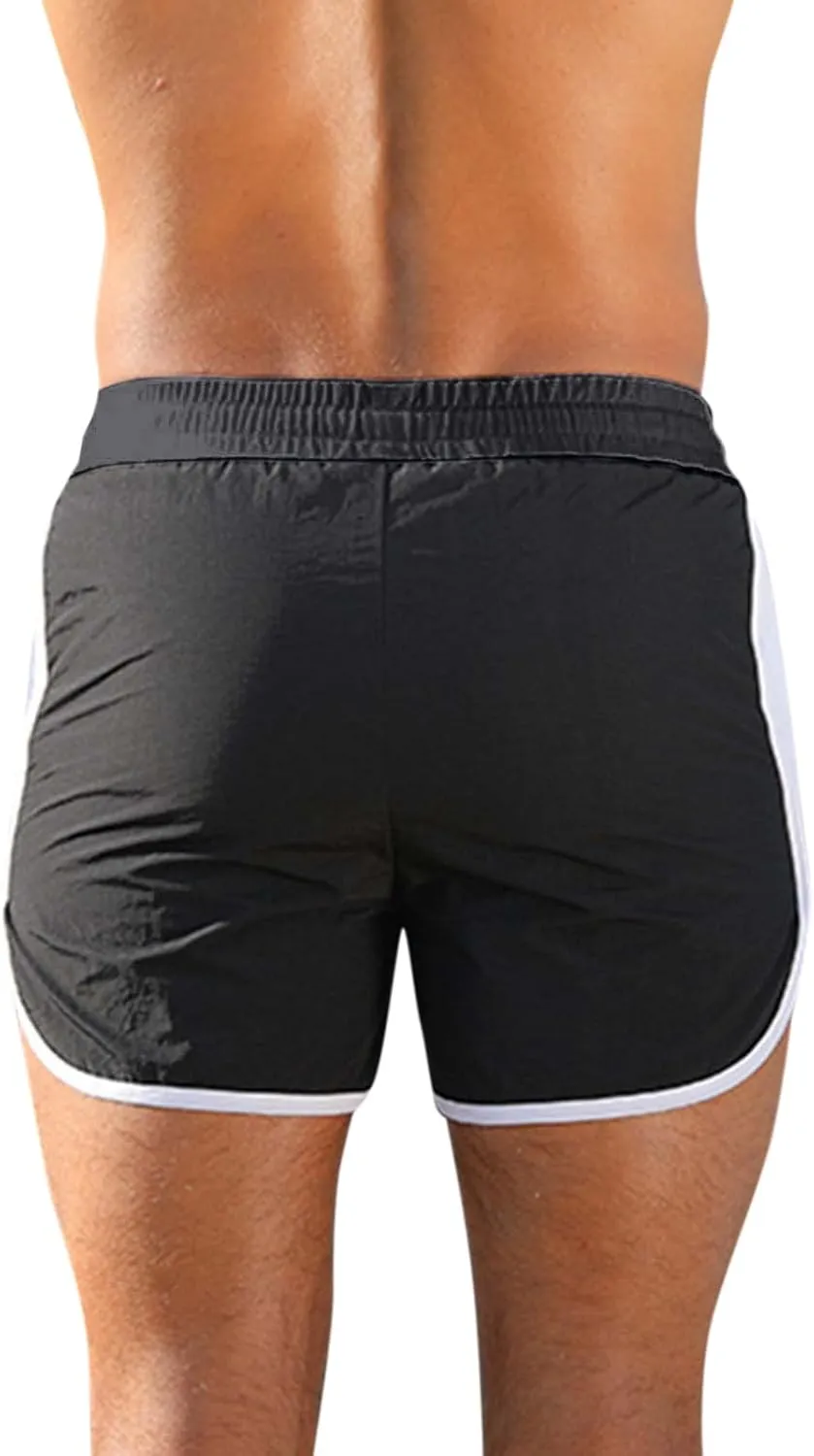 Men's Workout Running Shorts Quick Dry Lightweight Gym Athletic Shorts with Pockets Summer Beach Swimming Shorts