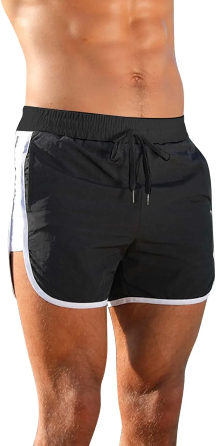 Men's Workout Running Shorts Quick Dry Lightweight Gym Athletic Shorts with Pockets Summer Beach Swimming Shorts