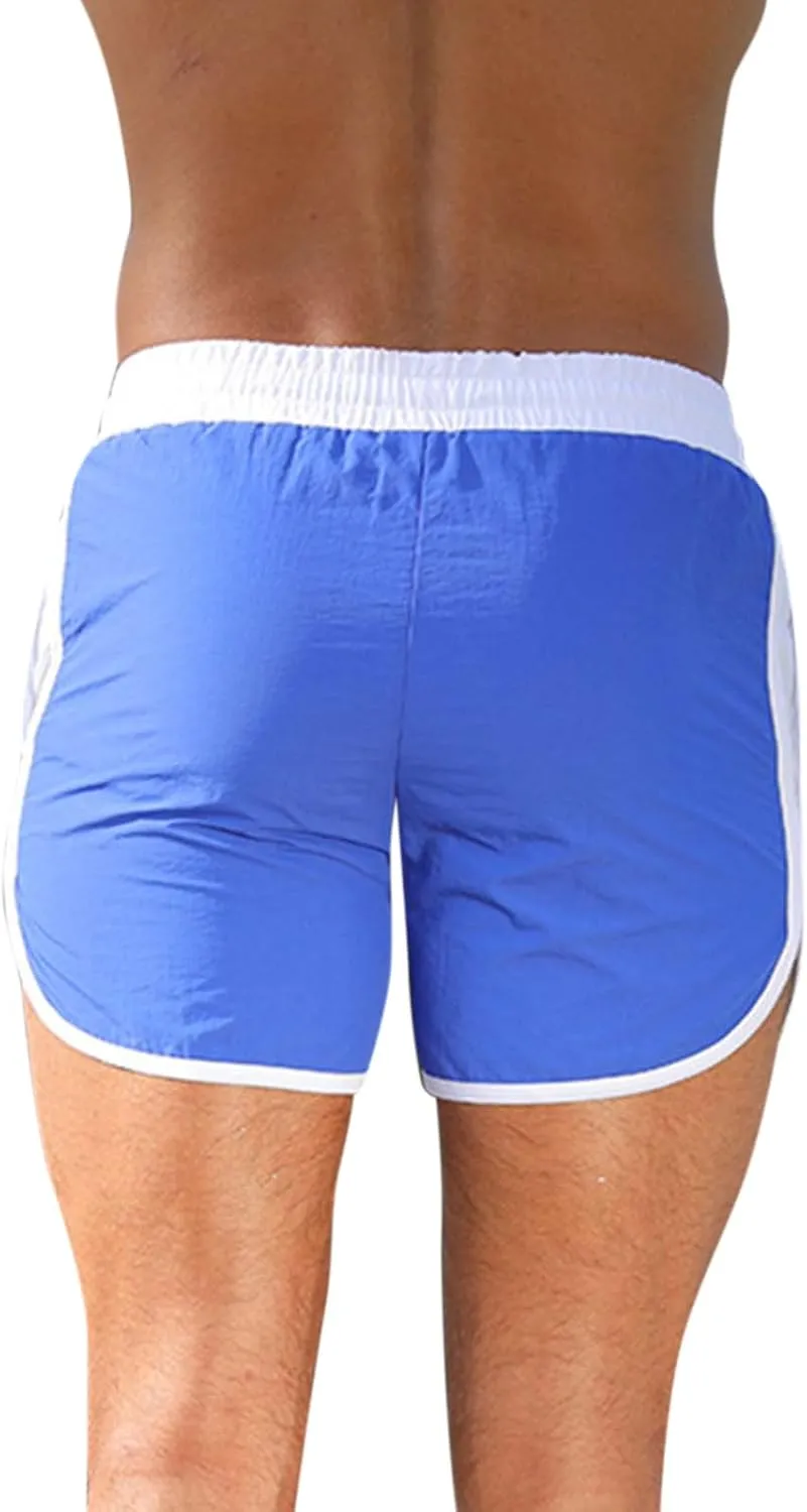Men's Workout Running Shorts Quick Dry Lightweight Gym Athletic Shorts with Pockets Summer Beach Swimming Shorts