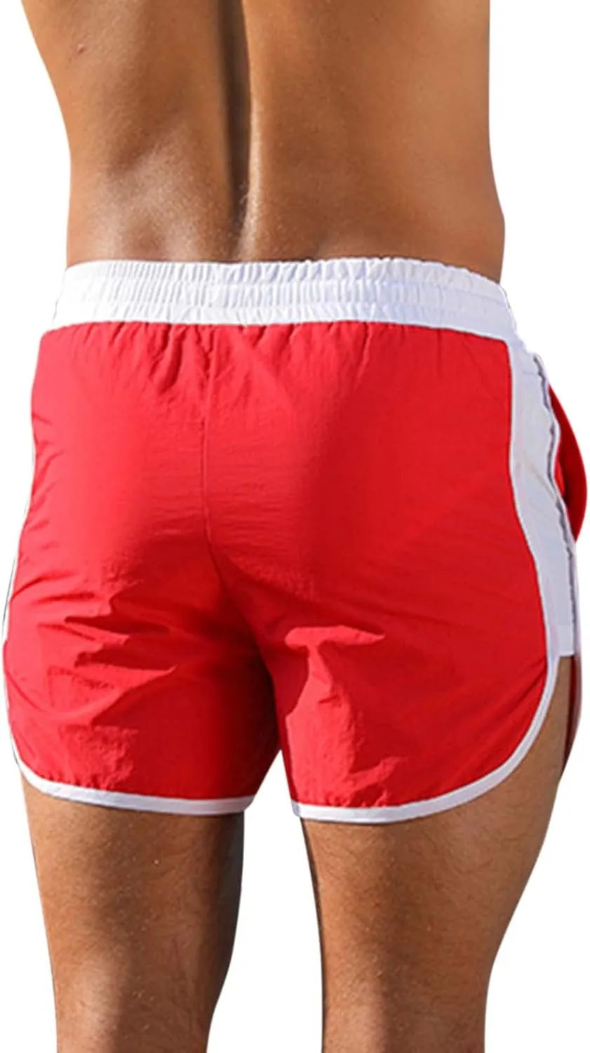 Men's Workout Running Shorts Quick Dry Lightweight Gym Athletic Shorts with Pockets Summer Beach Swimming Shorts