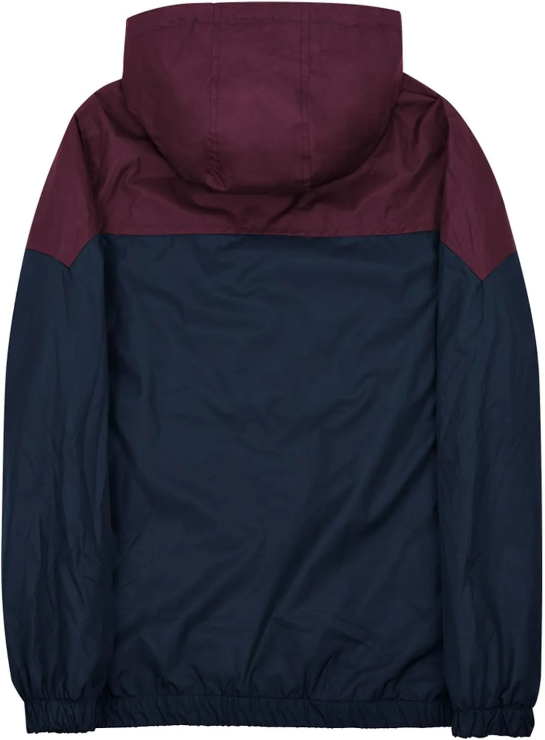 Mens Zip Up Jackets Hooded Waterproof Retro Windbreakers Loose Coats Fashion Lapel Color Block Clothes with Pocket