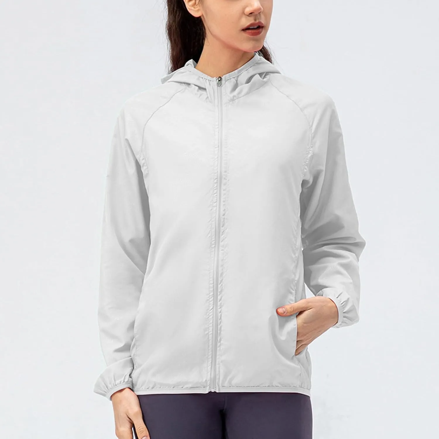 Miyaomn Women's Quick Dry Water-Resistant Hoodie Jacket Breathable Long Sleeve Sun Shirt Full Zip Up Hiking Outdoor Rain Coat
