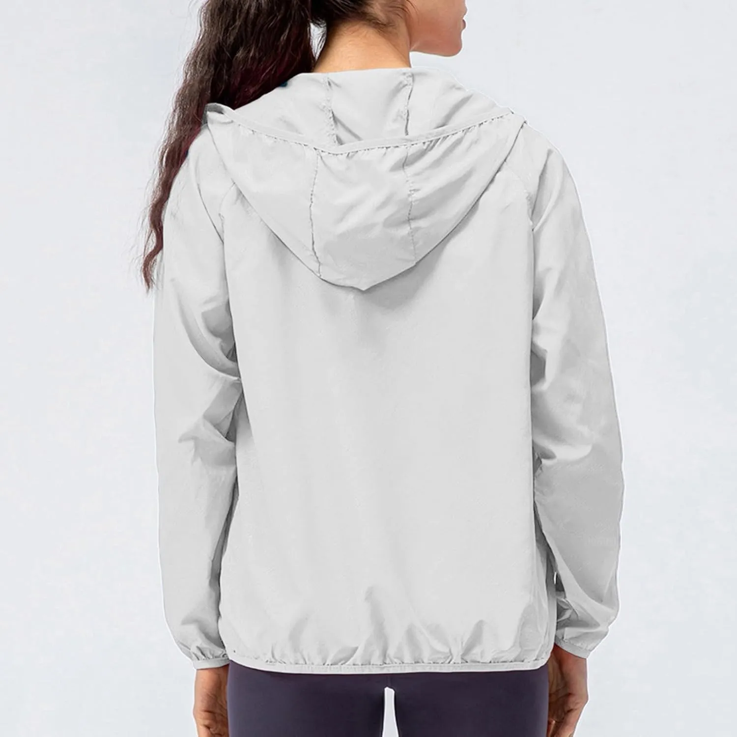 Miyaomn Women's Quick Dry Water-Resistant Hoodie Jacket Breathable Long Sleeve Sun Shirt Full Zip Up Hiking Outdoor Rain Coat