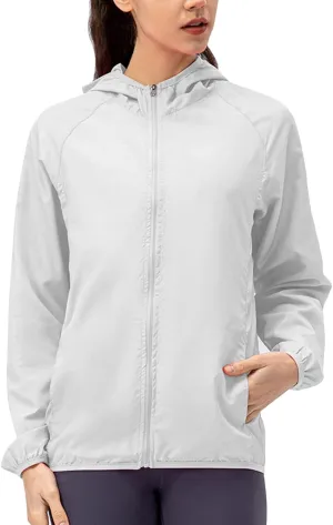 Miyaomn Women's Quick Dry Water-Resistant Hoodie Jacket Breathable Long Sleeve Sun Shirt Full Zip Up Hiking Outdoor Rain Coat