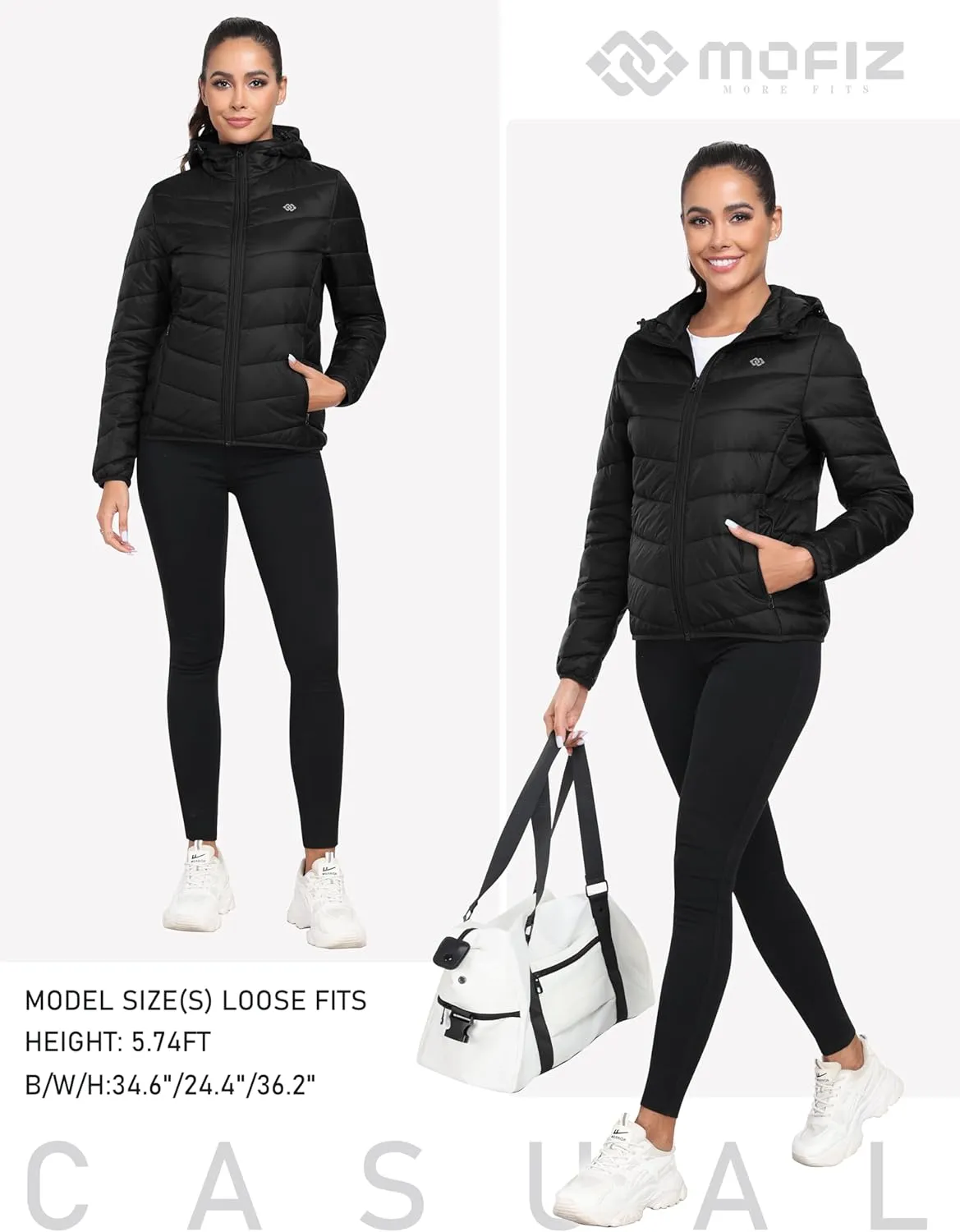 MoFiz Womens Fleece Lined Softshell Jacket Hooded Lightweight Insulated Puffer Hybrid Down Jacket Full Zip Running Coat
