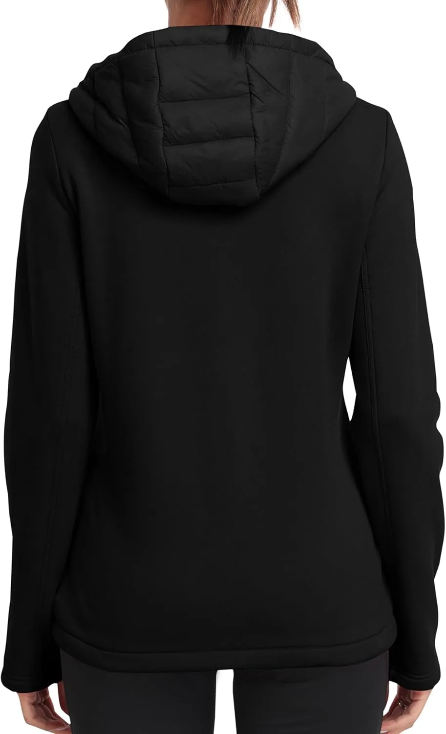 MoFiz Womens Fleece Lined Softshell Jacket Hooded Lightweight Insulated Puffer Hybrid Down Jacket Full Zip Running Coat