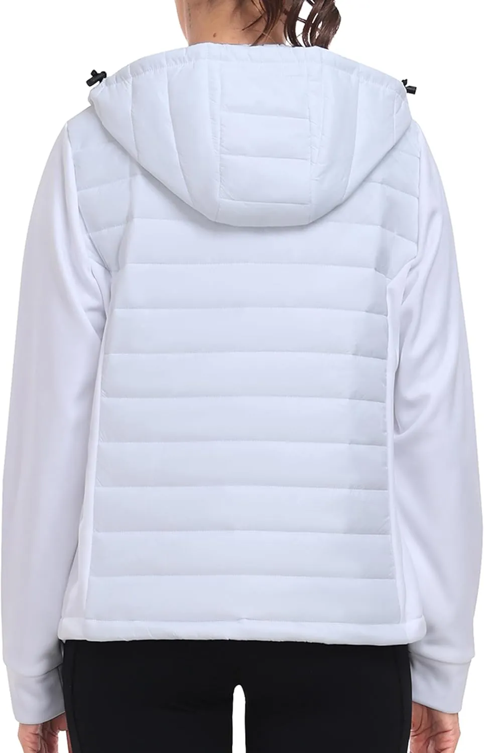 MoFiz Womens Fleece Lined Softshell Jacket Hooded Lightweight Insulated Puffer Hybrid Down Jacket Full Zip Running Coat