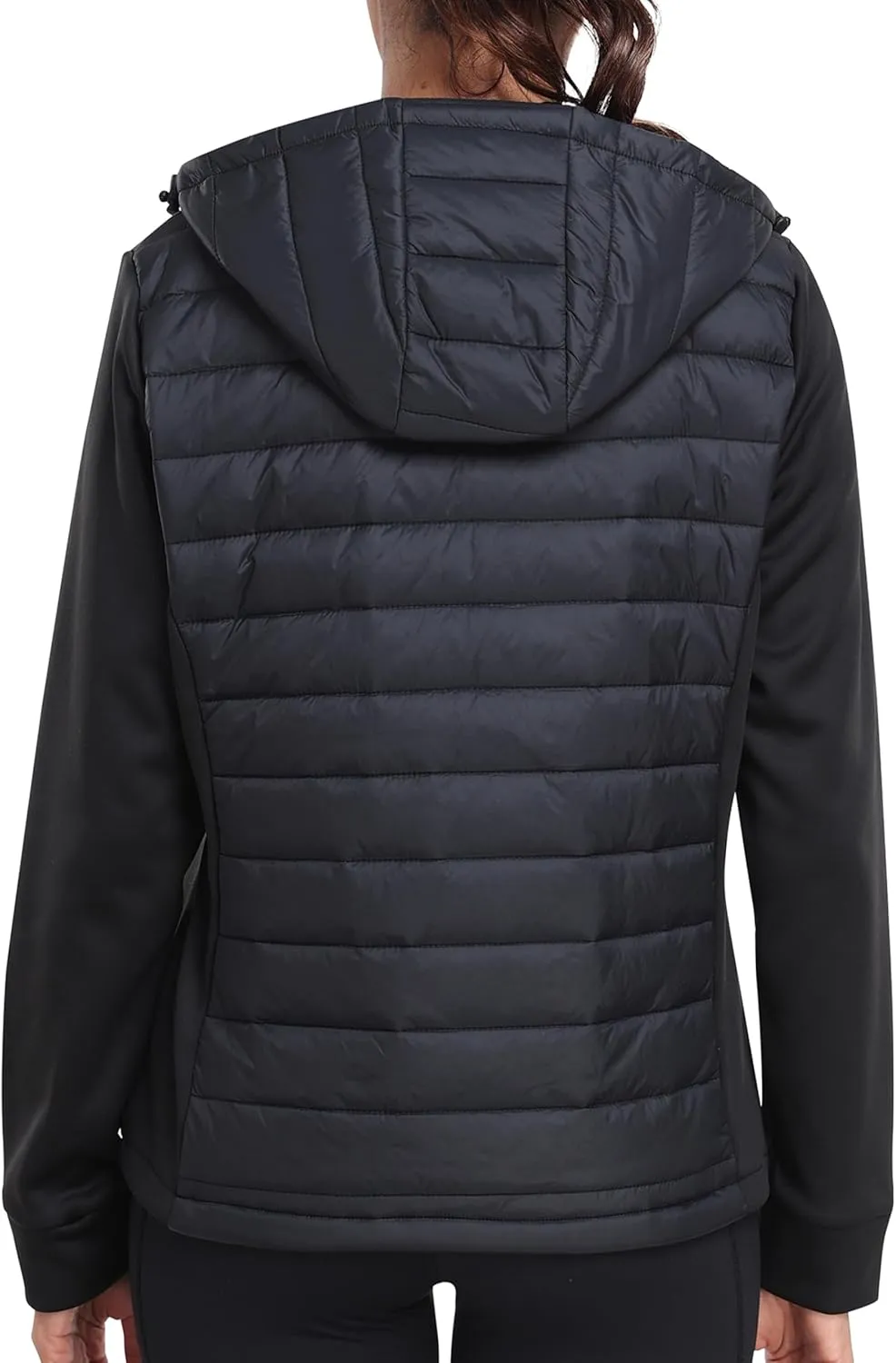 MoFiz Womens Fleece Lined Softshell Jacket Hooded Lightweight Insulated Puffer Hybrid Down Jacket Full Zip Running Coat