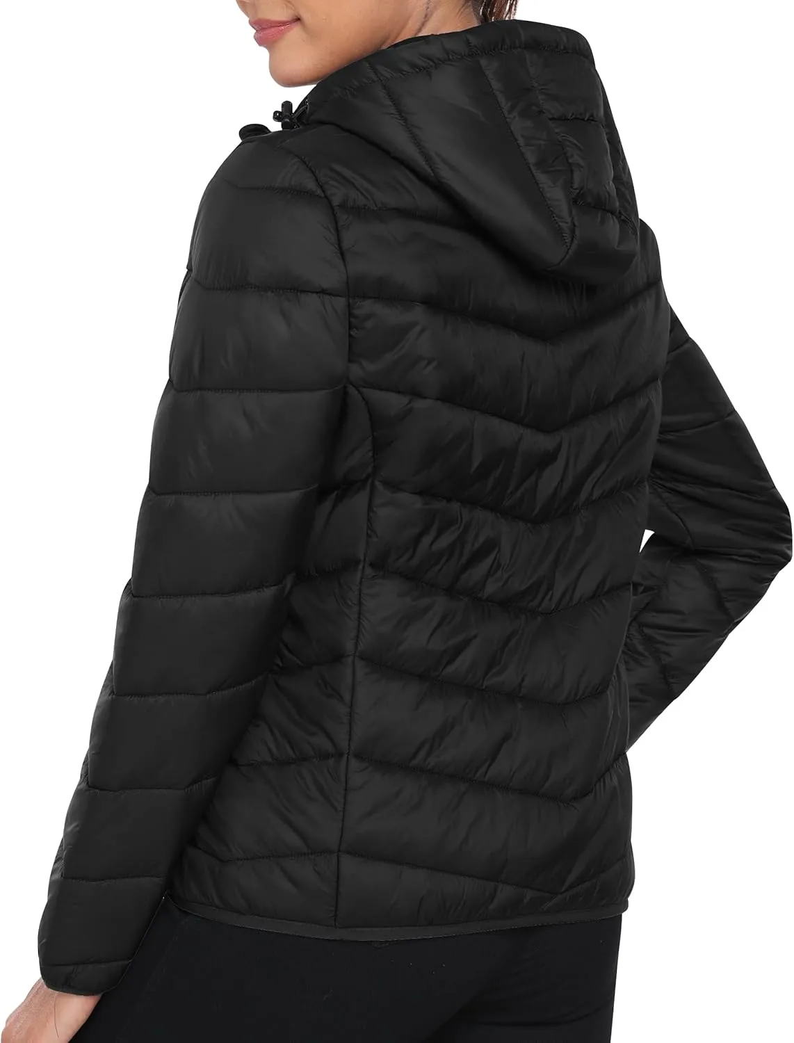 MoFiz Womens Fleece Lined Softshell Jacket Hooded Lightweight Insulated Puffer Hybrid Down Jacket Full Zip Running Coat