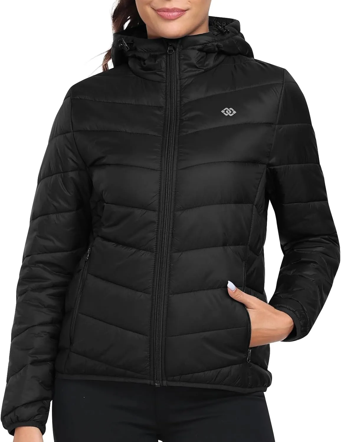 MoFiz Womens Fleece Lined Softshell Jacket Hooded Lightweight Insulated Puffer Hybrid Down Jacket Full Zip Running Coat