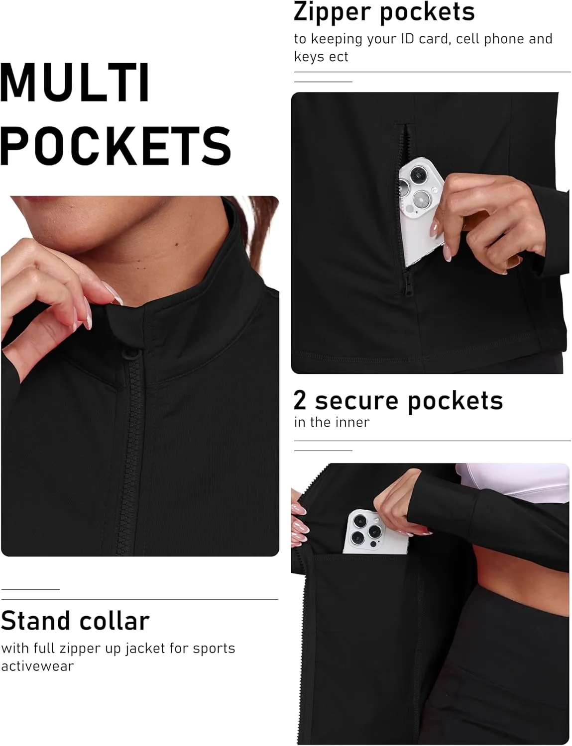 MoFiz Women's Full Zip Hiking Shirt Lightweight UPF 50  Sun Protection Running Jacket Long Sleeve Sports Outdoor Top Pockets
