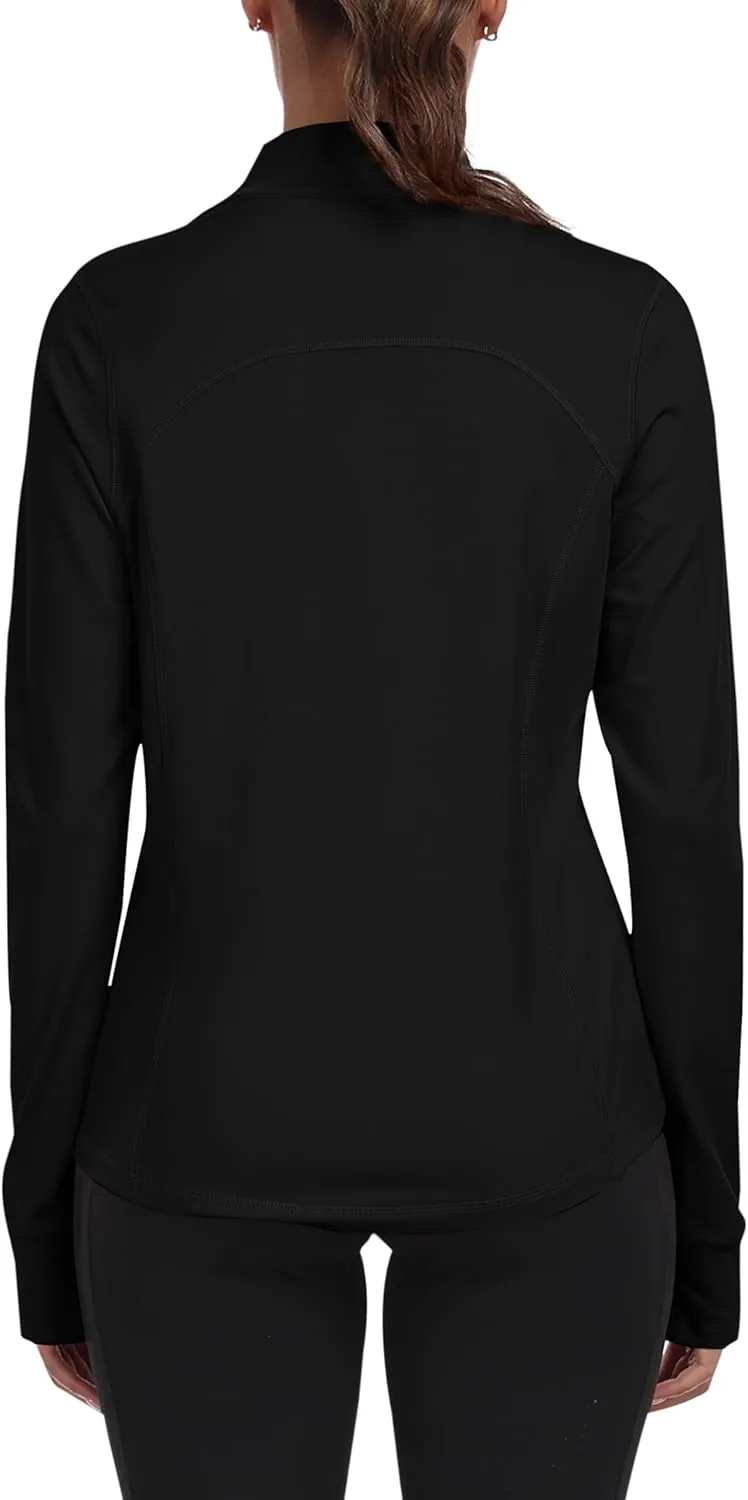 MoFiz Women's Full Zip Hiking Shirt Lightweight UPF 50  Sun Protection Running Jacket Long Sleeve Sports Outdoor Top Pockets