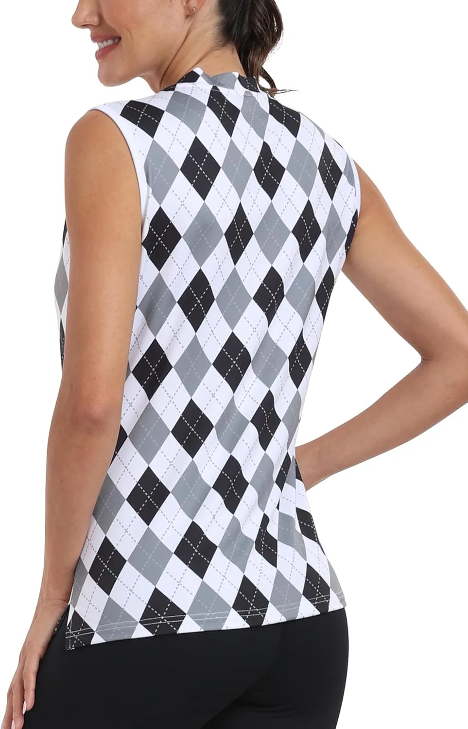 MoFiz Women's Sleeveless Golf Polo Tennis Shirts 1/4 Zip Quick Dry Lightweight Athletic Tank Tops for Running Workout