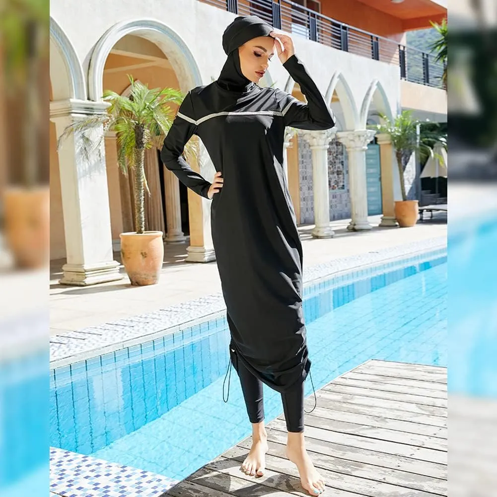 Muslim Swimsuits for Women Modest Islamic Arabic Swimwear Burkini Full Cover Hijab Top Pants Swimming Cap Bathing Suits