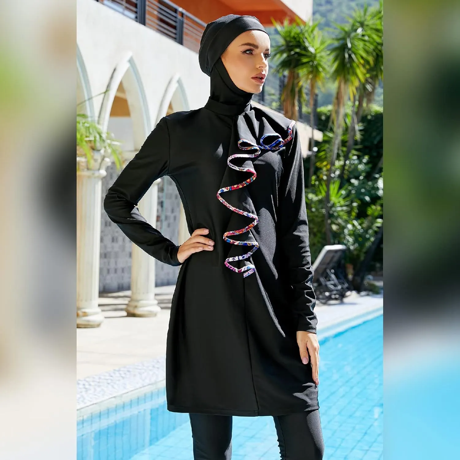 Muslim Swimsuits for Women Modest Islamic Arabic Swimwear Burkini Full Cover Hijab Top Pants Swimming Cap Bathing Suits