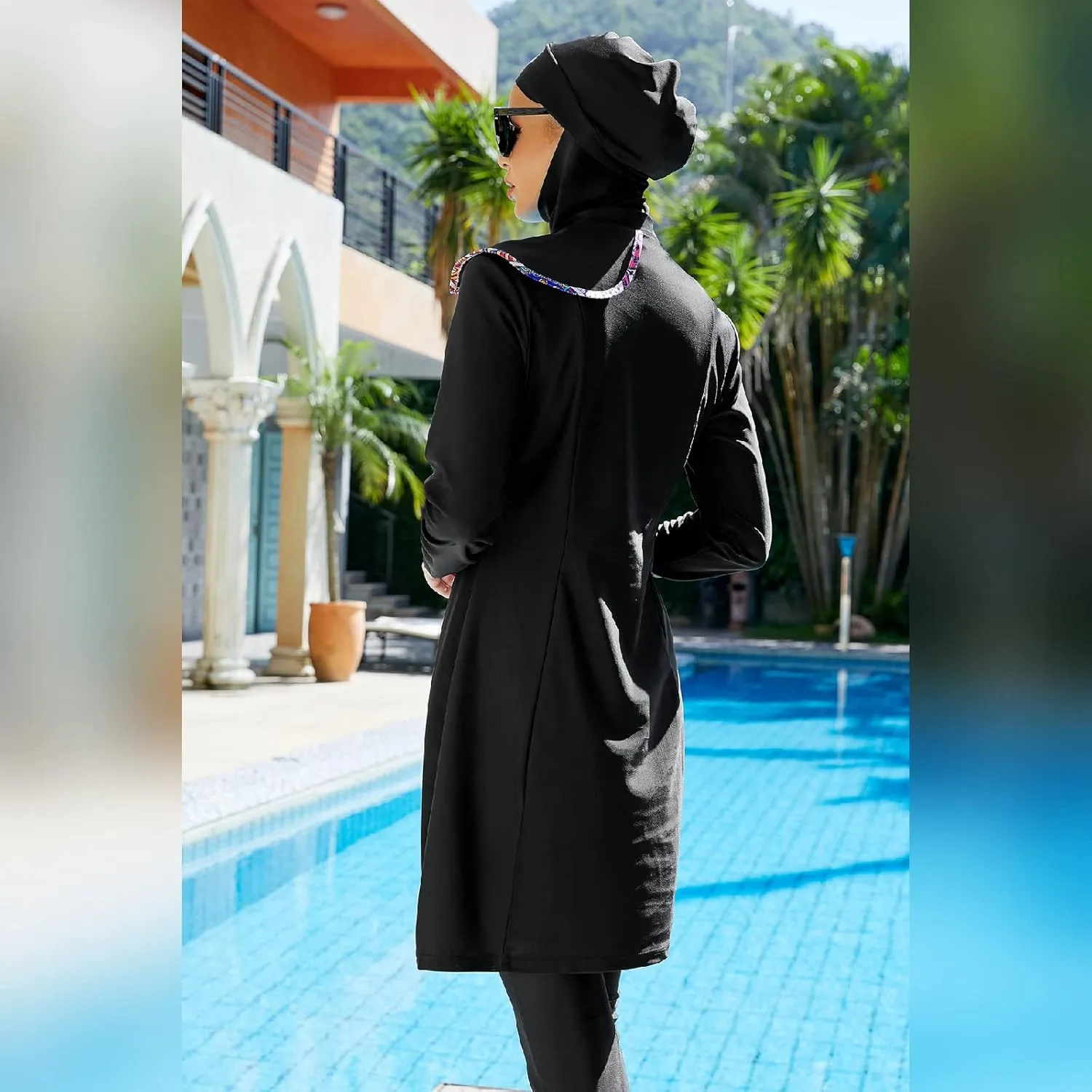 Muslim Swimsuits for Women Modest Islamic Arabic Swimwear Burkini Full Cover Hijab Top Pants Swimming Cap Bathing Suits