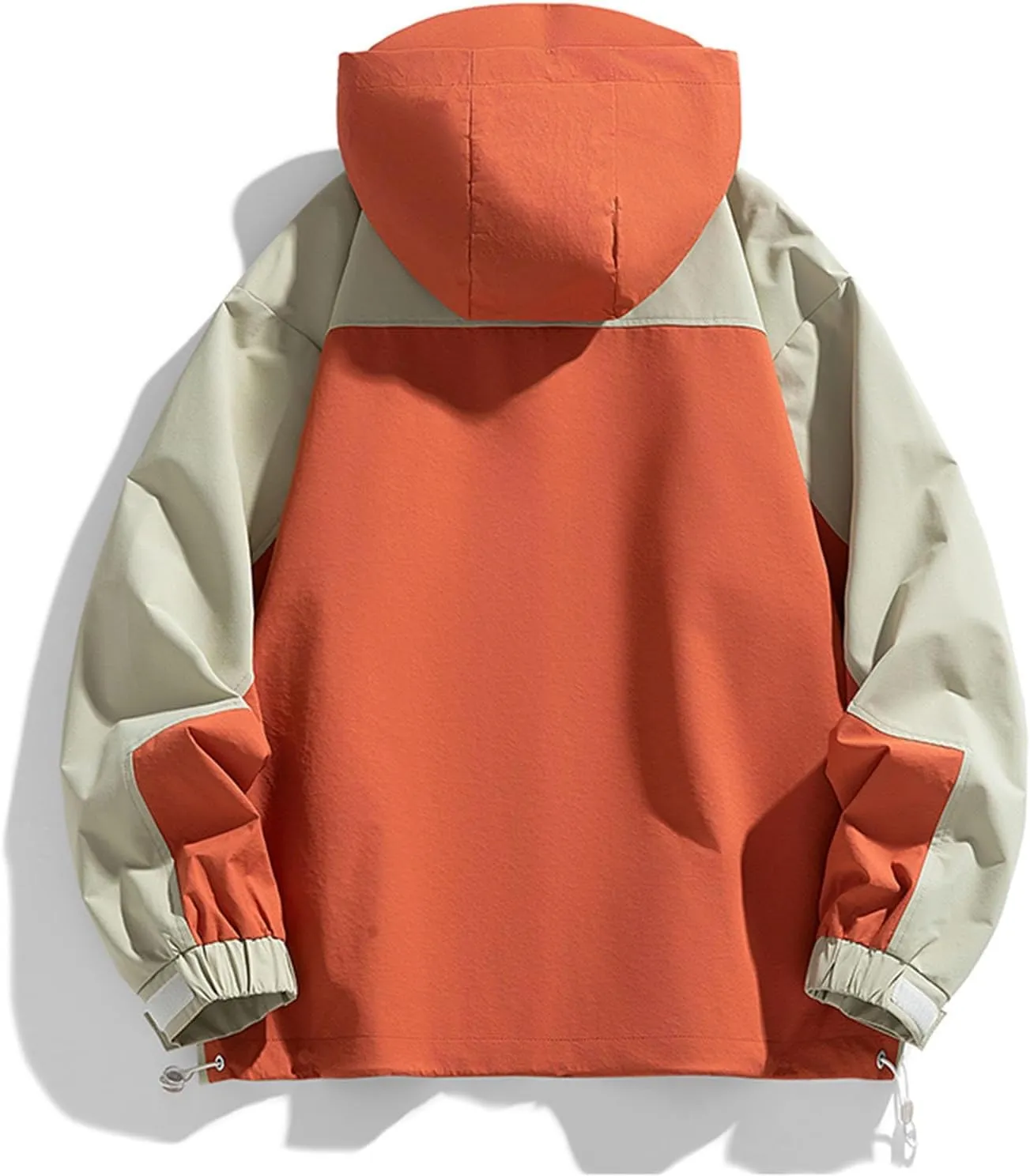 NATHGAM Men's Ski Waterproof Jackets Windproof Lightweight Hooded Jackets Color Block Loose Outdoor Hiking Windbreaker Coats