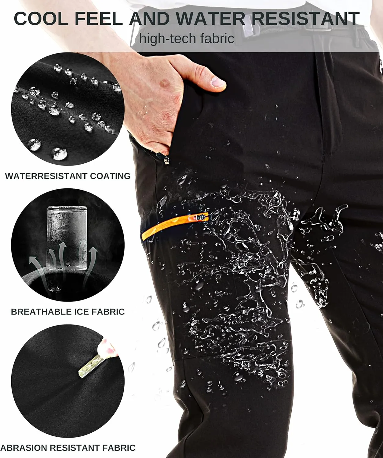 NATUVENIX Hiking Pants for Men, Lightweight Mens Travel Pants Quick Dry Fishing Pants Men Water Resistant Outdoor Pants Work