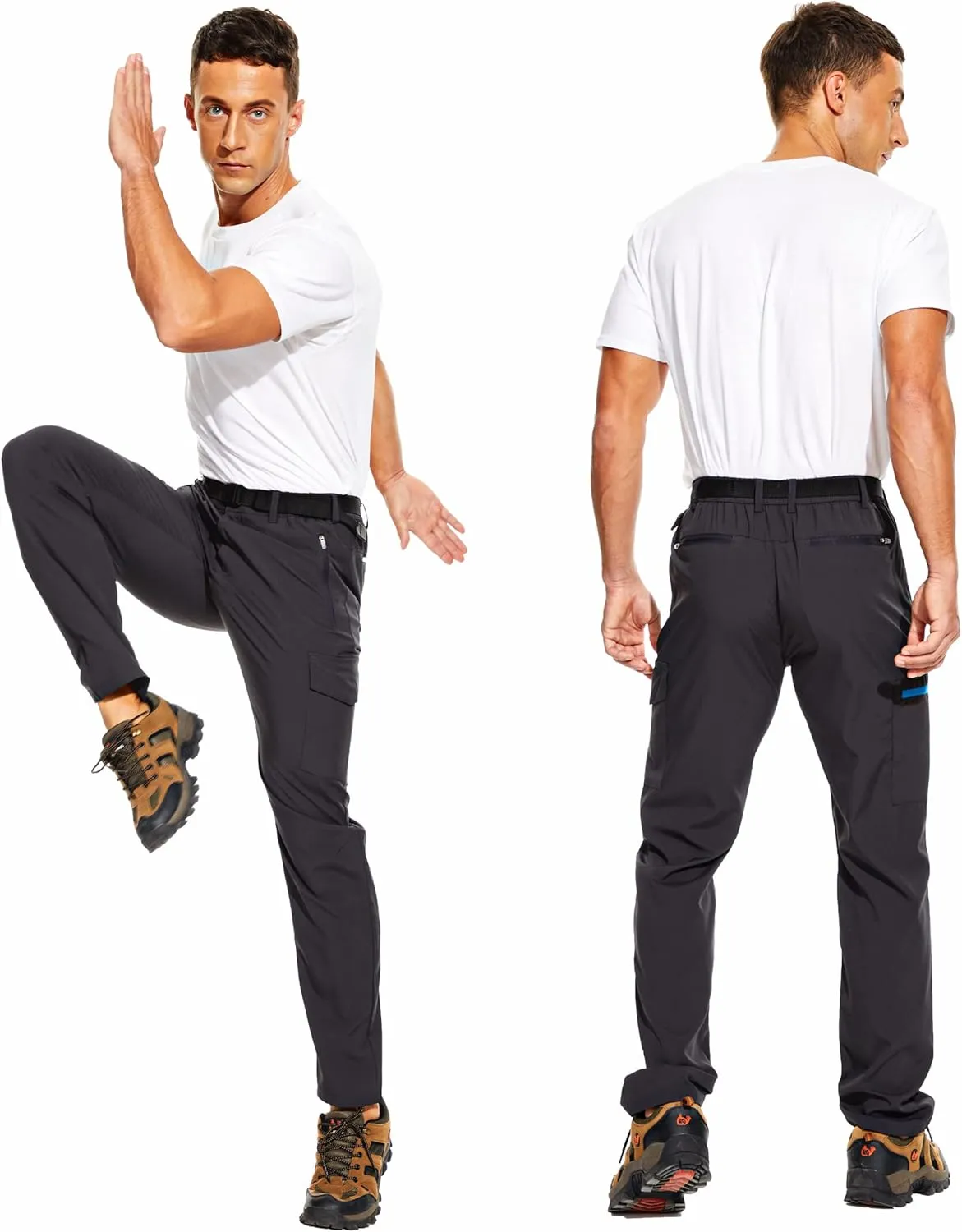 NATUVENIX Hiking Pants for Men, Lightweight Mens Travel Pants Quick Dry Fishing Pants Men Water Resistant Outdoor Pants Work